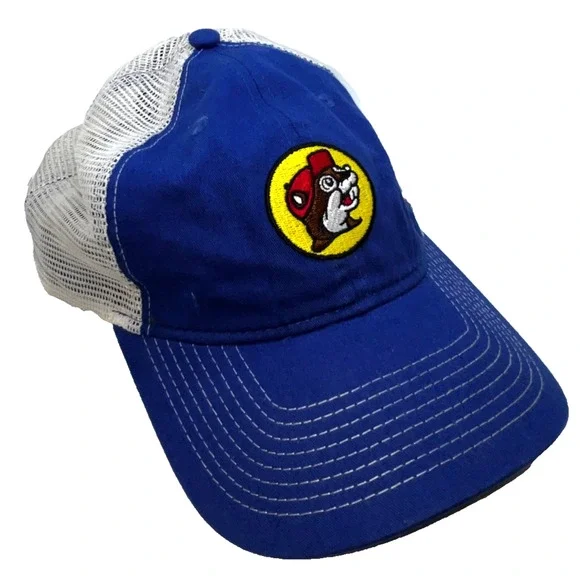 Buc-ee’s Gas Station Blue White Mesh Snapback Baseball Cap Hat EUC - Picture 5 of 10